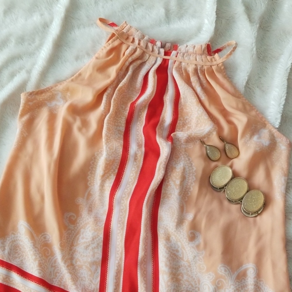 New York & Company orange tie sleeveless top